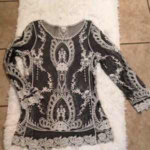 Sheer long sleeve sweater  sz.Sm. Approx 19” Bust